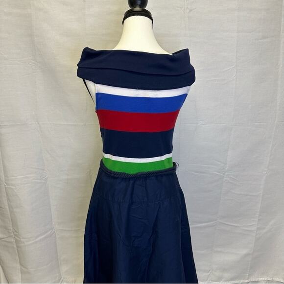 Lauren Ralph Lauren Color Block Dress with Rope Style Belt - Size M - Picture 9 of 15